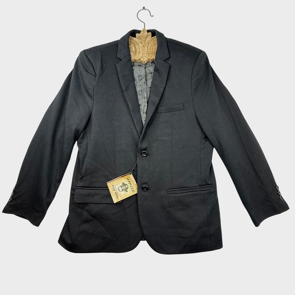 Black Bianco Mens Blazer Jacket Black with‎ Patterned Lining Size Medium